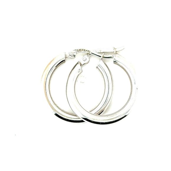14K White Gold Hoops Earrings - Picture 1 of 3